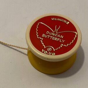 Duncan Yo-Yo OS Yellow Good Vintage Butterfly Gold Logo Plastic Toy